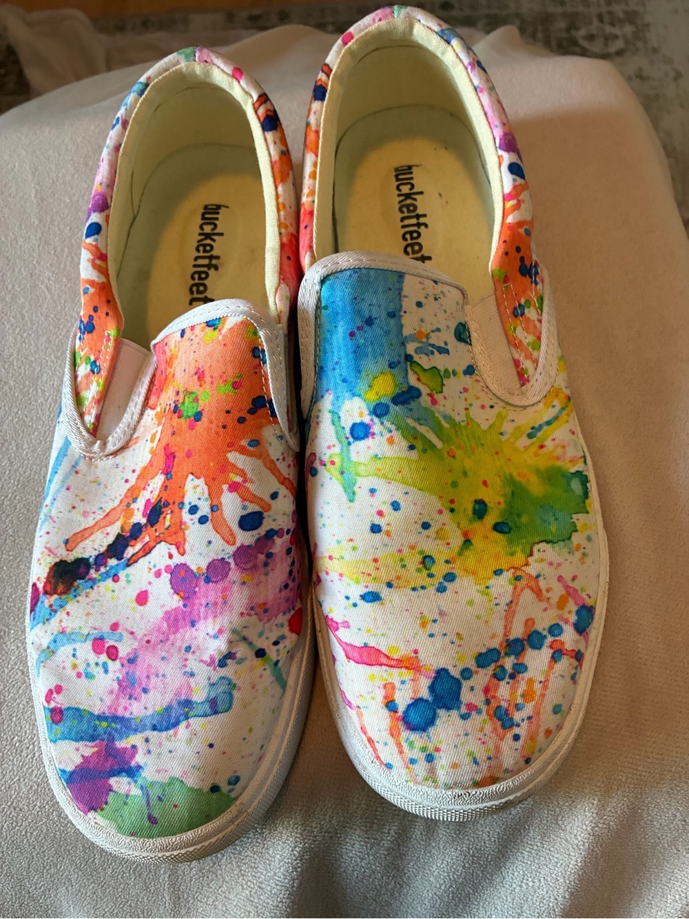 Bucket Feet Women’s Multicolor Paint-Splash Slip-On Flats